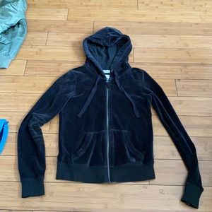 velvet hollister zip up hoodie, size XS